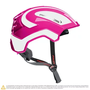 Schutzhelm PROTOS Integral Climber Pink-Weissreflex mit integriertem Crash-Absorber und Kinnriemen für Klettereinsätze, Höheneinsätze, als Fahrradhelm oder Skihelm, Seitenansicht