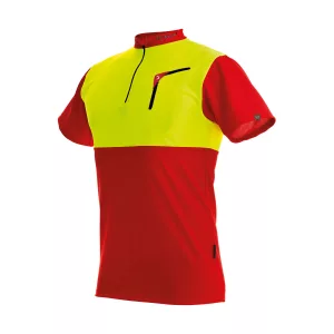 Pfanner Shirt Zipp-Neck Shirt kurzarm rot-gelb
