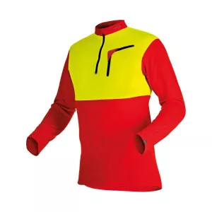 Pfanner Shirt Zipp-Neck langarm rot-gelb