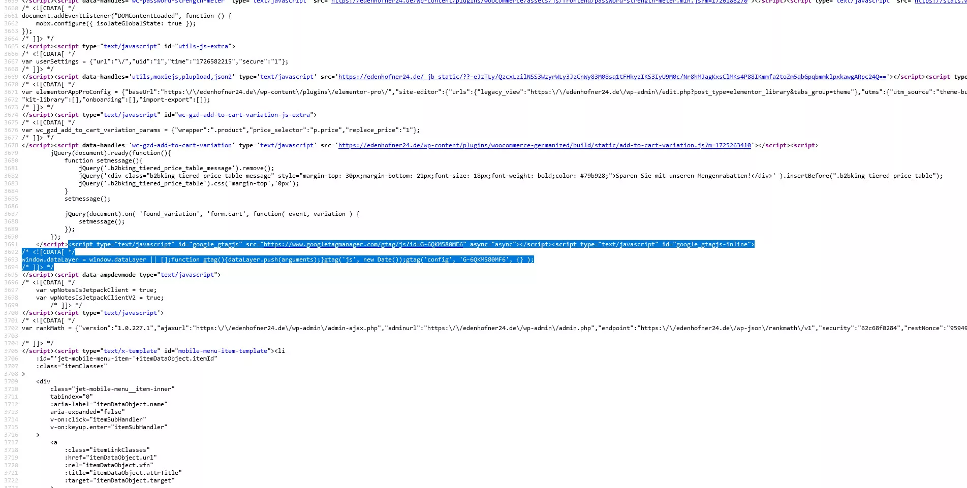 Google Tag Manager code resulting in 404 error